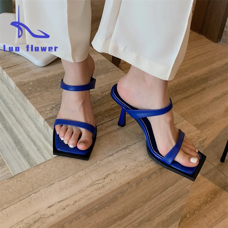 

Summer 2022 New Fashion Open-toed Slippers Women's Sexy Square Toe Sandals High Heeled Shoes Stiletto Heels Women Sandals T