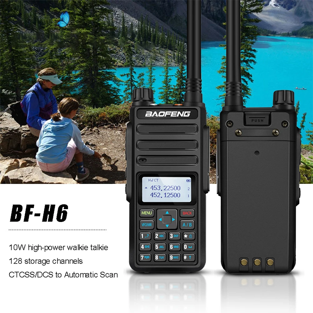 

Baofeng Walkie Talkie 10KM BF-H6 VHF 136-174MHz UHF 400-520MHz Handheld Portable Ham Radio 10W Powerful Two Way Radio