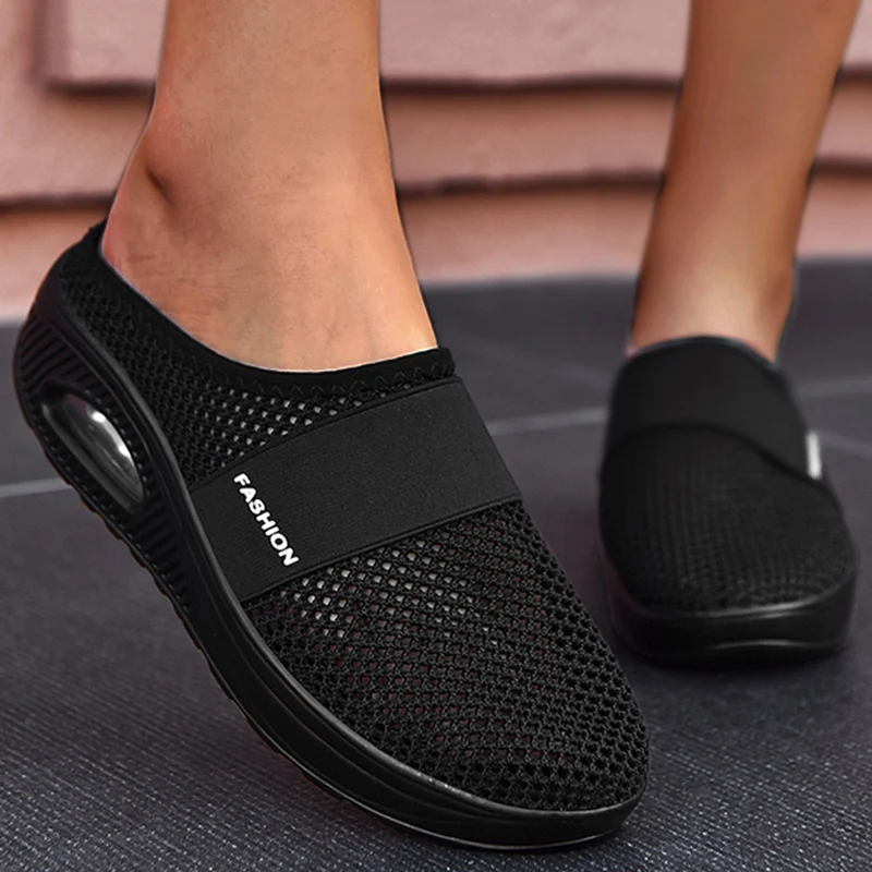 Сандалии модные сетчатые женские босоножки на толстой подошве Удобные сандалии