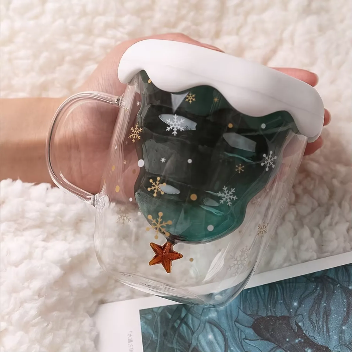 Новые рождественские 250 мл высокие боросиликатные стеклянные чашки с двойными