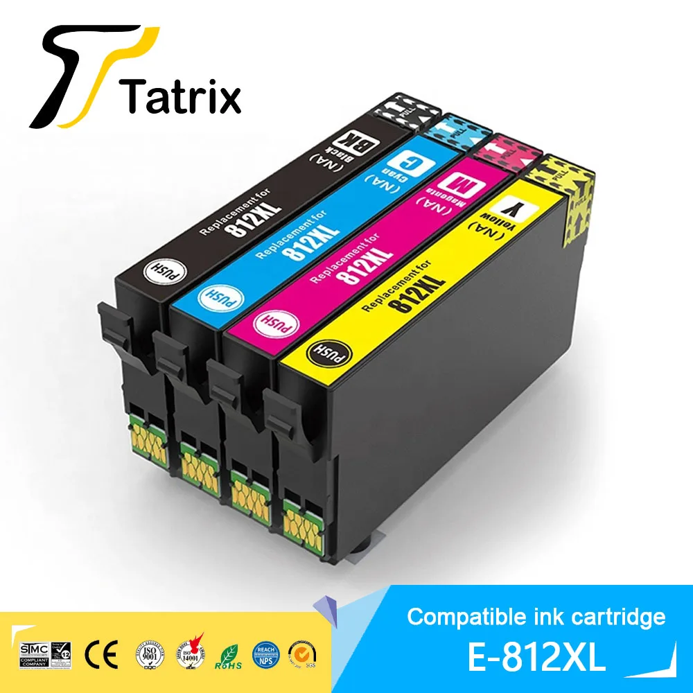 Tatrix NA T812 XL ink cartridge 812XL T812 Printer compatible Ink Cartridge T812 for Epson WorkForce EC-C7000 WF-7820 / WF-7840.