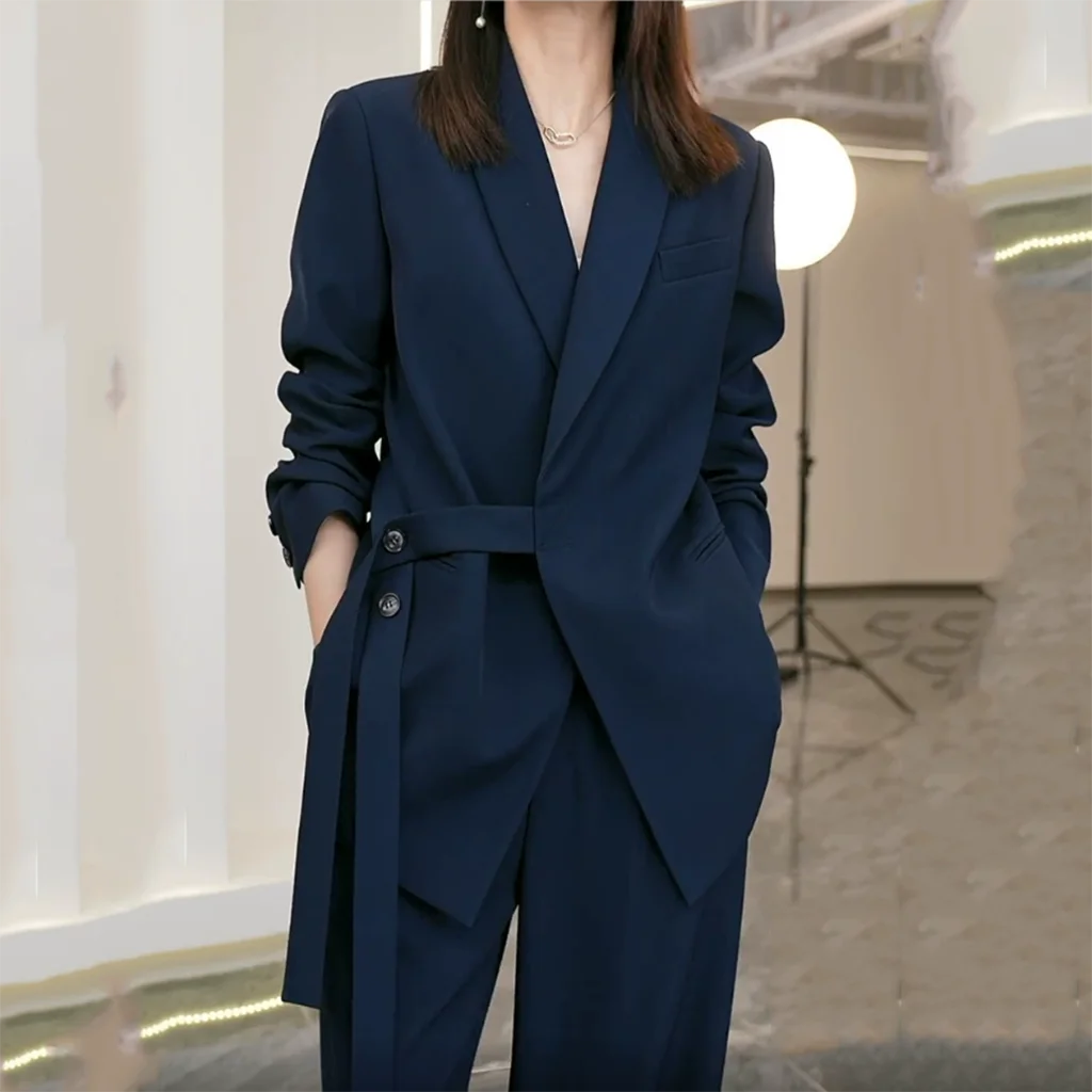 2023 British Suit women's Jacket Simple Suit Collar Lace-up Business office Women's relaxed Casual Temperament elegant suit
