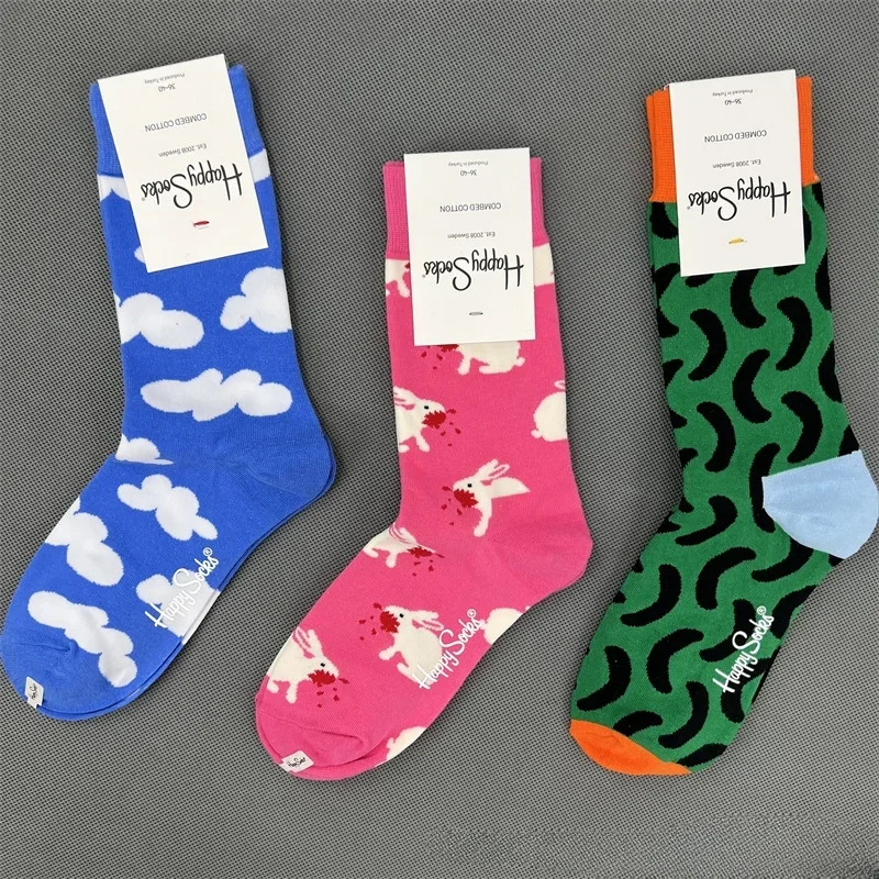 Счастливые носки женские и мужские классические короткие хлопковые забавные