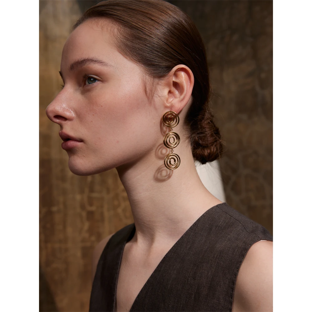 Женские длинные серьги-подвески из нержавеющей стали с защитой от ржавчины