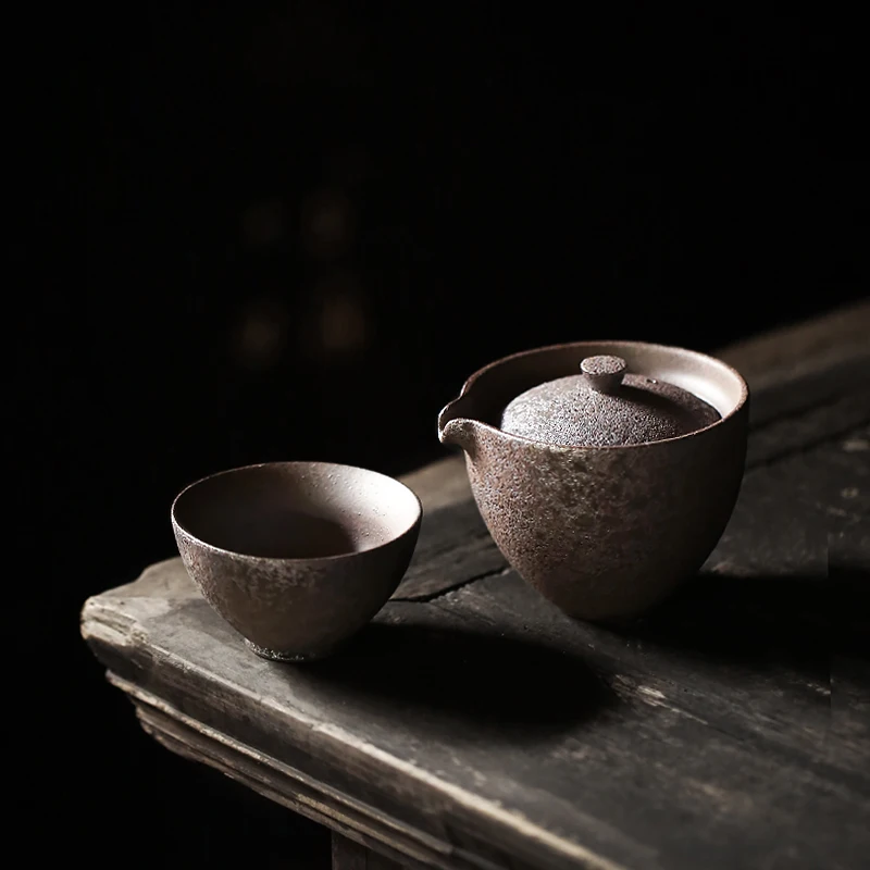 

Винтажный семейный керамический чайник gaiwan, чайные чашки, портативный дорожный и офисный чайный набор