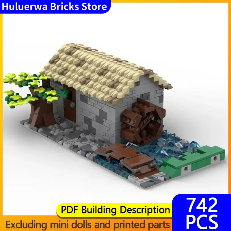 Средневековая модель с видом на улицу MOC строительные кирпичи водяной дом