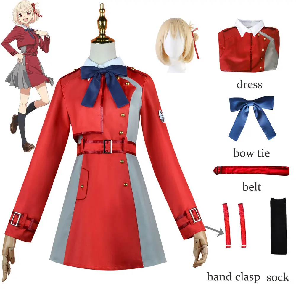 

Anime Lycoris Recoil Nishikigi Chisato Cosplay Costume Red School Uniform JK Dress For Halloween