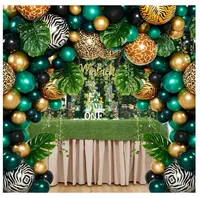 JOYMEMO Jungle Theme Party Decoration Balloon Garland Arch Kit Animal Pattern Balloon Birthday Party Baby Shower Party Supplies