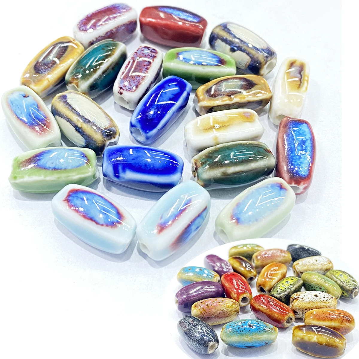 10/20 шт., разноцветные керамические бусины-разделители, 15 х8 мм