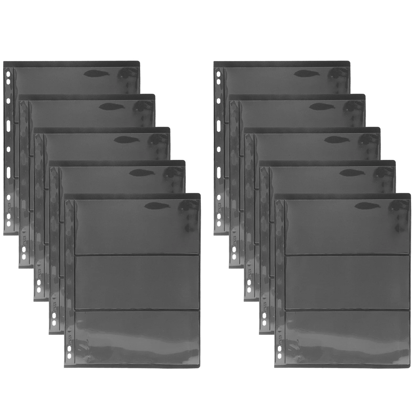 

10 Sheets Sticker Cards Collectors Loose-leaf Collection Book Collecting Currency Black Binder Stamp Pvc Insert Plastic Coins