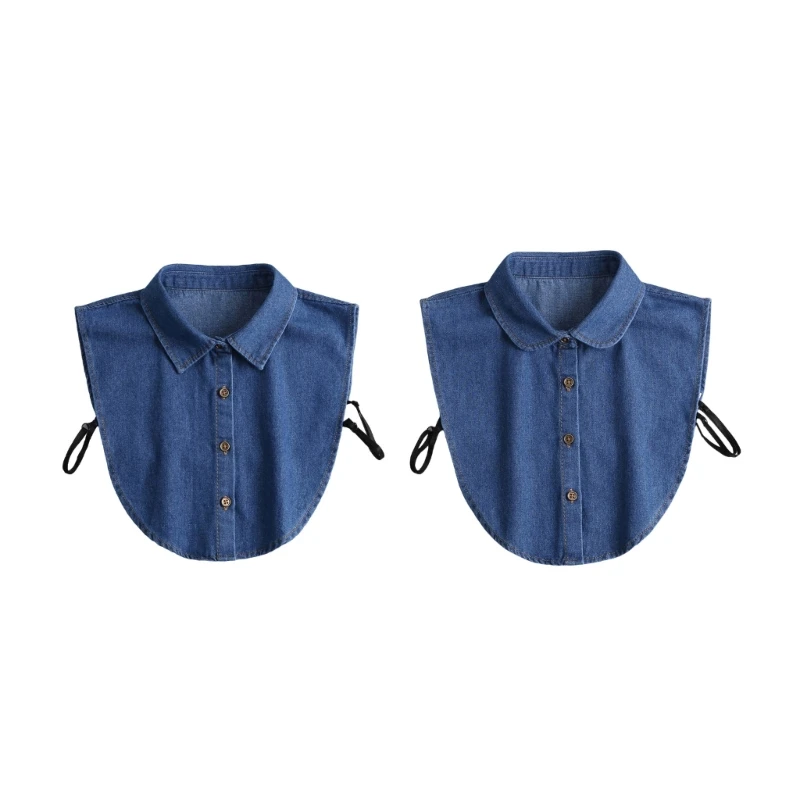 Женская классическая джинсовая рубашка с воротником съемный накладной воротник