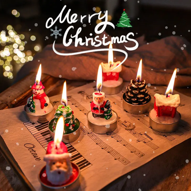 

3PCS Christmas Craft Gift Candle Colored Paintings Decorations Christmas Gifts Valentine's Day Presentation Proposal Props 2023