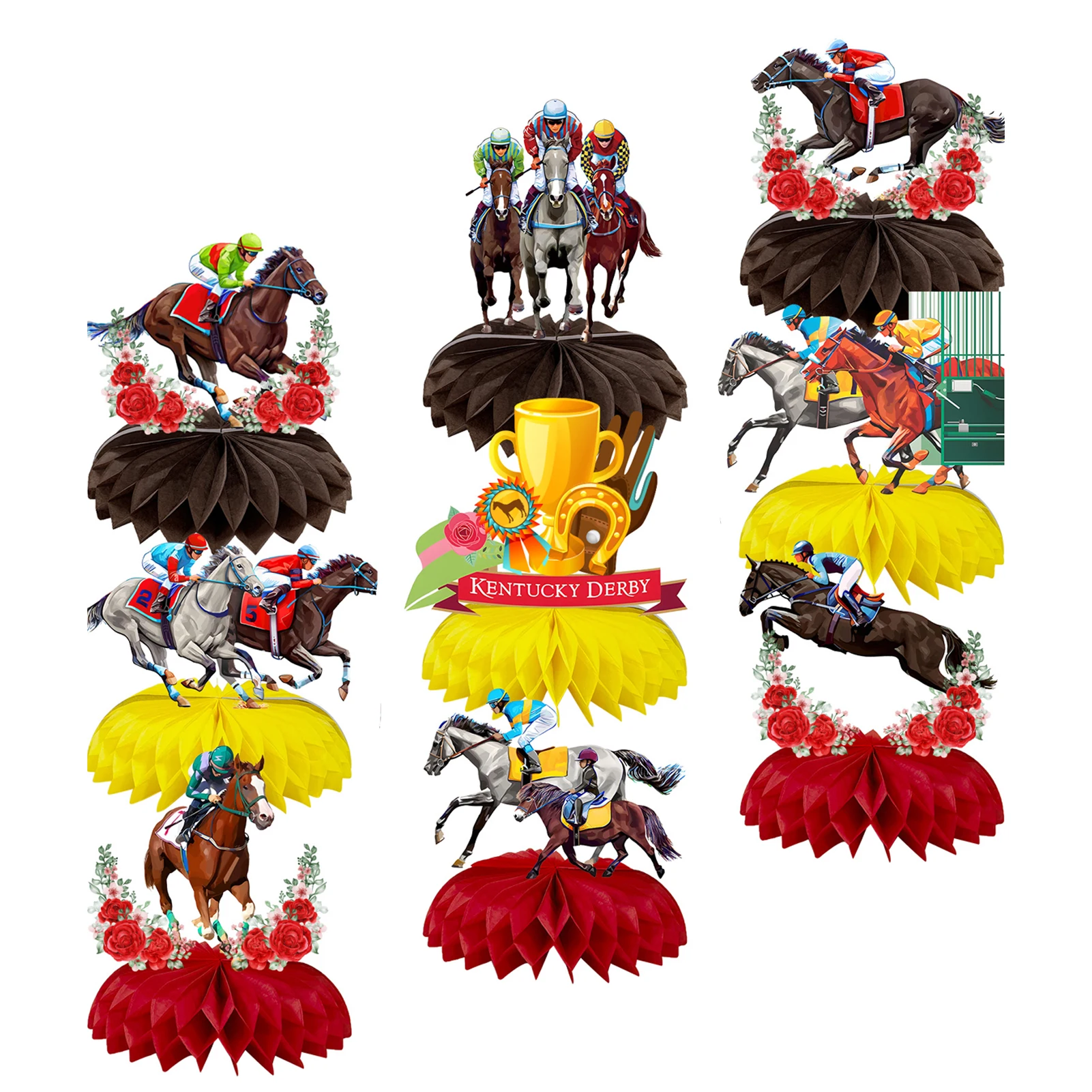 

9 шт. привлекательных фотофонов с фотографиями искусственных элементов стены соты яркие гонки лошадей Кентукки Дерби празднование дня рожд...