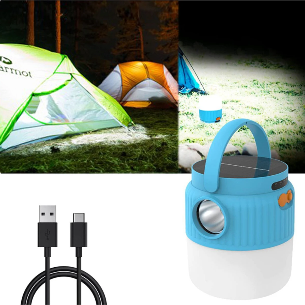 

Светодиодный фонарь для кемпинга на солнечной батарее с зарядкой от USB