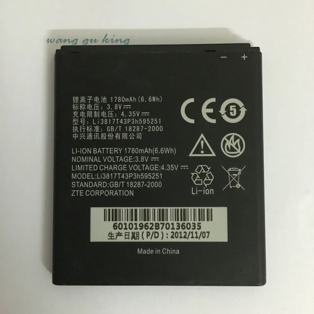 

Аккумулятор 3,8 в 1780 мАч Li3817T43P3h595251 для ZTE N798 N798 + N900D U808 Q201T Q501U Q501T