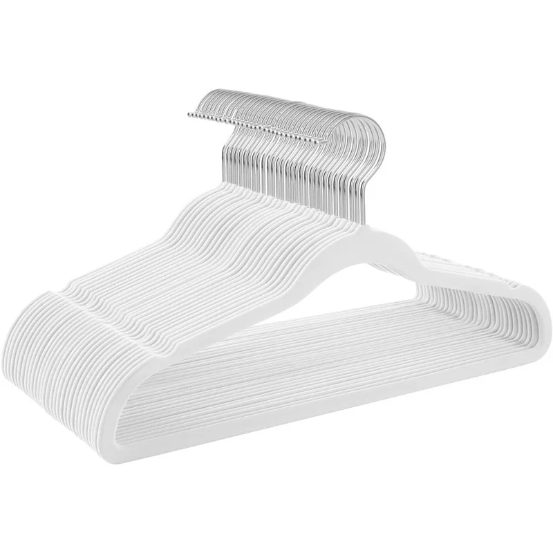 

Velvet 20 Pack Non-Slip White Clothing Hanger,Space Saving Clothes Hanger Heavy Duty Adult Hanger,Hangers with 360°Swivel Hook