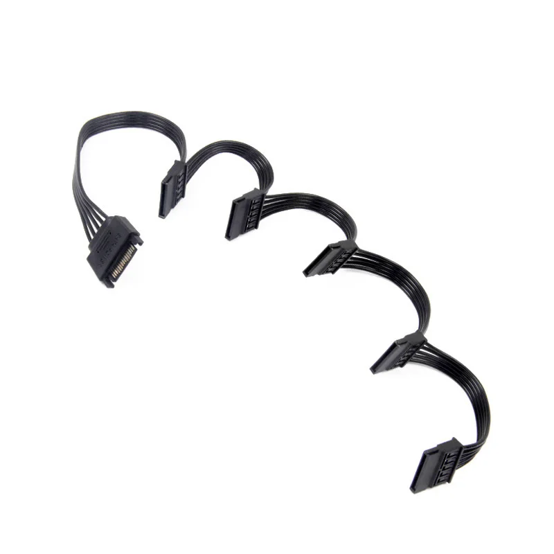 

15Pin SATA Female 1 To 5 Port Power-Supply Cable SSD Right Angel Port Multiplier