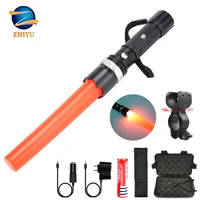 zhiyu led rechargeable flashlight rotating zoom t6 waterproof riding multi function torch rechargeable emergency warning light