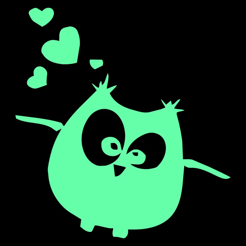Мультяшная сова сердца светящиеся наклейки детская комната настенный