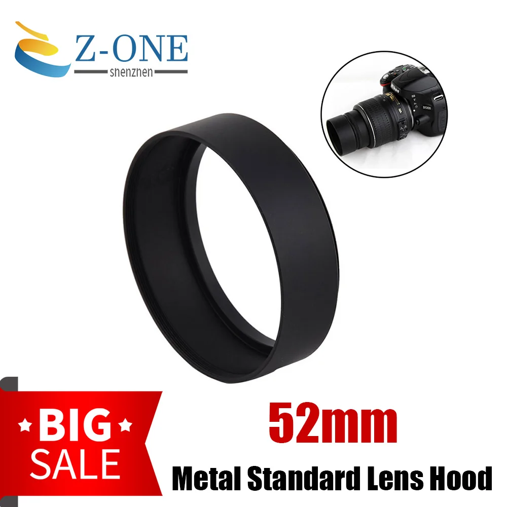 

52 52mm Metal Standard Lens Hood Screw-in For Canon EOS Nikon Sony Fuji Pentax DSLR D5600 D5500 D5300 D5100 Camera Accessories