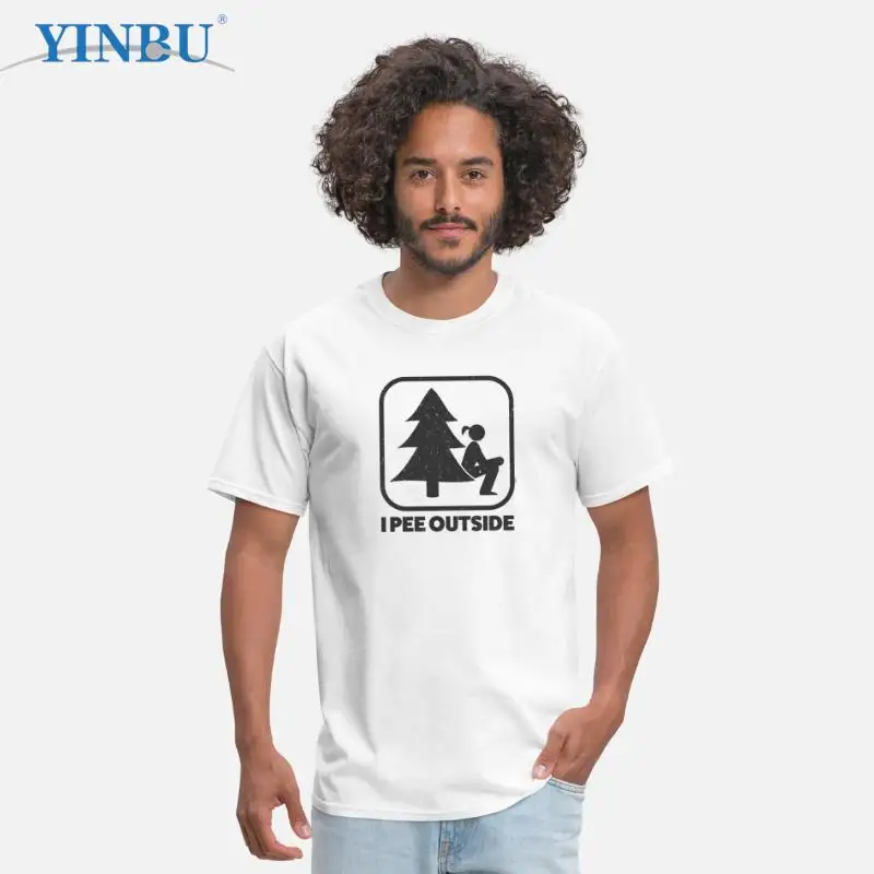

I Pee Outside Girl Sign Funny Camping Outdoor YINBU Brand High quality Men's short t-shirt 2023 Graphic Tee