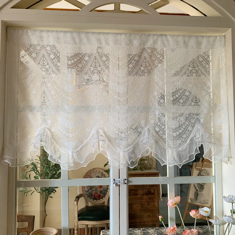 Корейские пасторальные двойные кружевные жемчужные короткие тюлевые шторы в