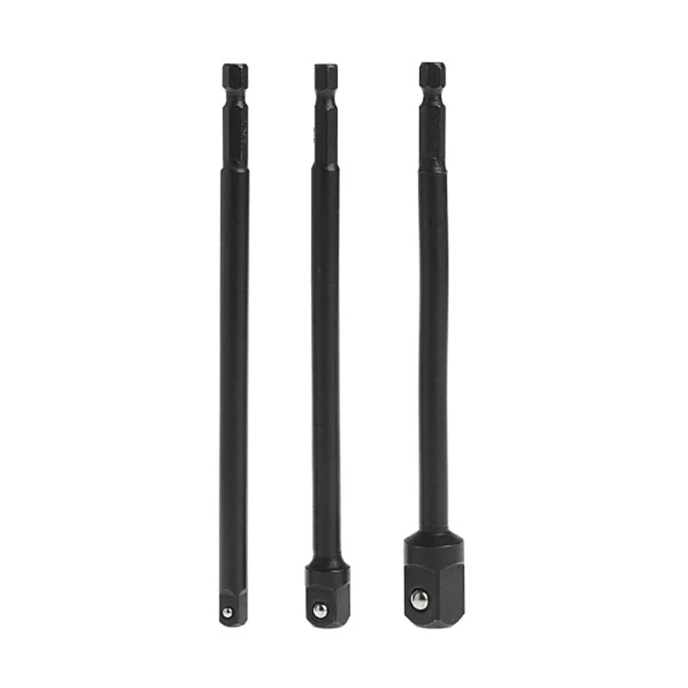 

3 Pcs Drill Bit Socket Adapter Extension Bar 1/4 3/8 1/2 Hex Shank 150mm For Electric Impact Driver Power Tools Accessories