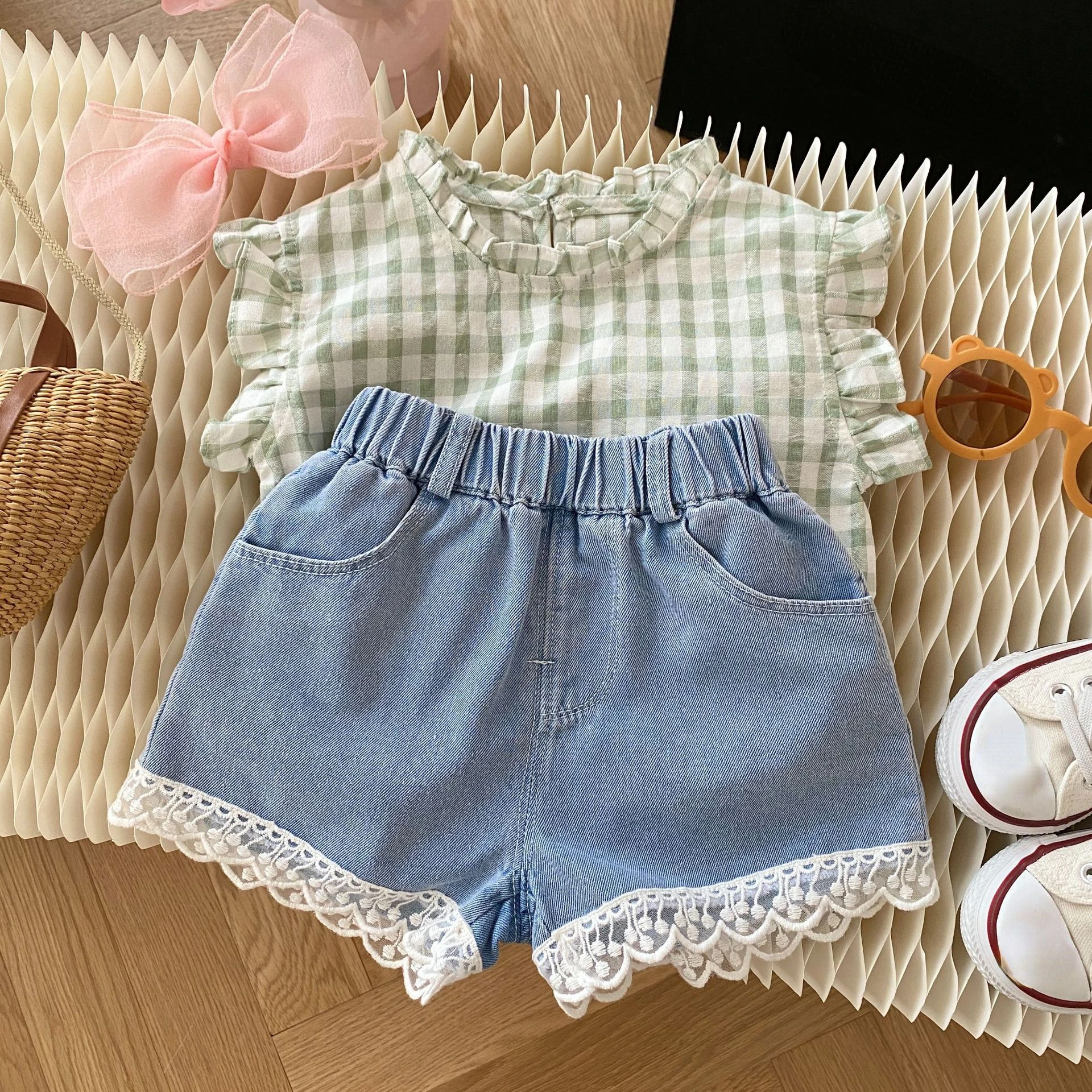 

Summer Kids Short Lace Denim Shorts for Girls Fashion Girl Short Princess Jeans Children Short Pants Girls Clothing