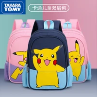 takara tomy cartoon pikachu boys nylon large capacity lightweight backpack girls color matching zipper cute student school bag