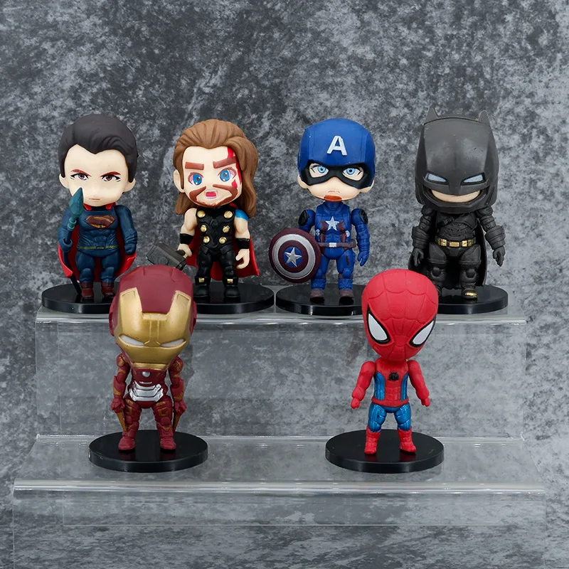 

10cm Marvel Avengers Figure Endgame Superman Spiderman Batman Iron Man Captain America Thor Action Figure Doll Set