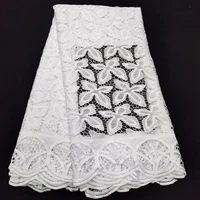 2022 high quality african lace fabric pure white guipure cord lace with stones 100cotton water soluble for festival dress