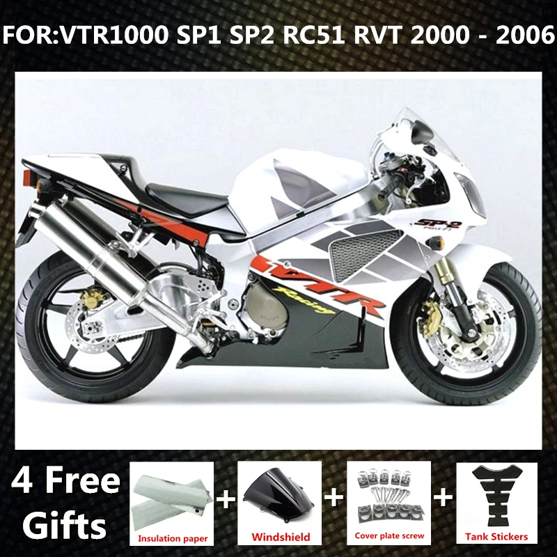 

Полный комплект обтекателей для мотоцикла, подходит для VTR1000 rc51 SP1 00 01 02 03 VTR 1000 2000 2001, цвет красный/серебристый