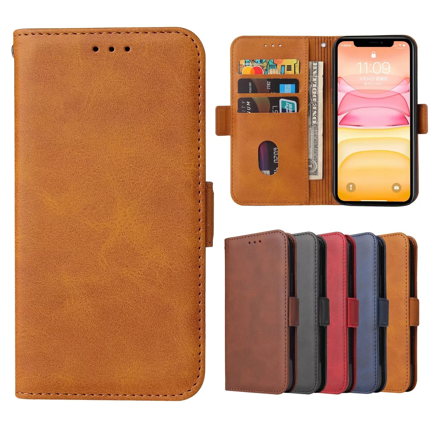 

Leather Wallet Phone Case For iPhone 12 Pro Max 11 XS Max XR X SE 2020 8 7 6 6S Plus 5 SE 2020 Flip Card Slot Mobile Cover Coque