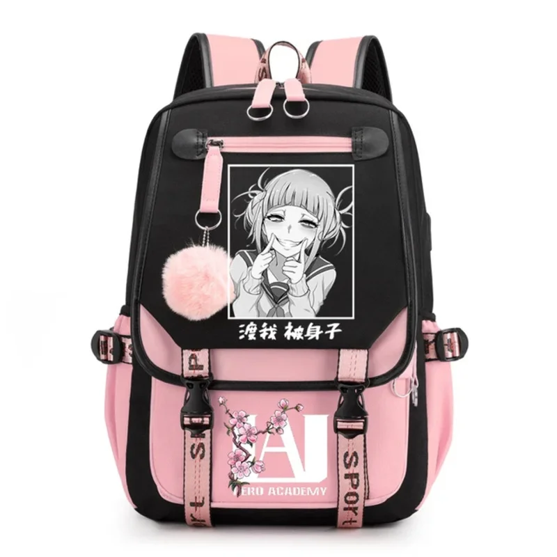 Мой аниме мультфильм Himiko Toga Bookbag для мальчиков и девочек розовый рюкзак Boku No Hero