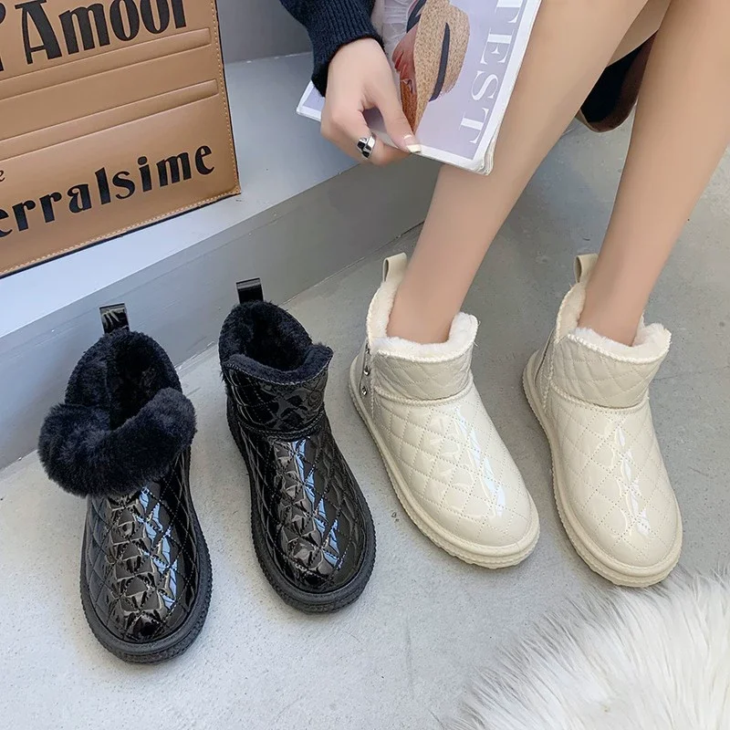 Купи Snow Boots Female Women Shoes Ankle Short 2022 Winter New Fashion Concise Elegant Solid Colors Leisure Warm Comfort Booties за 1,334 рублей в магазине AliExpress