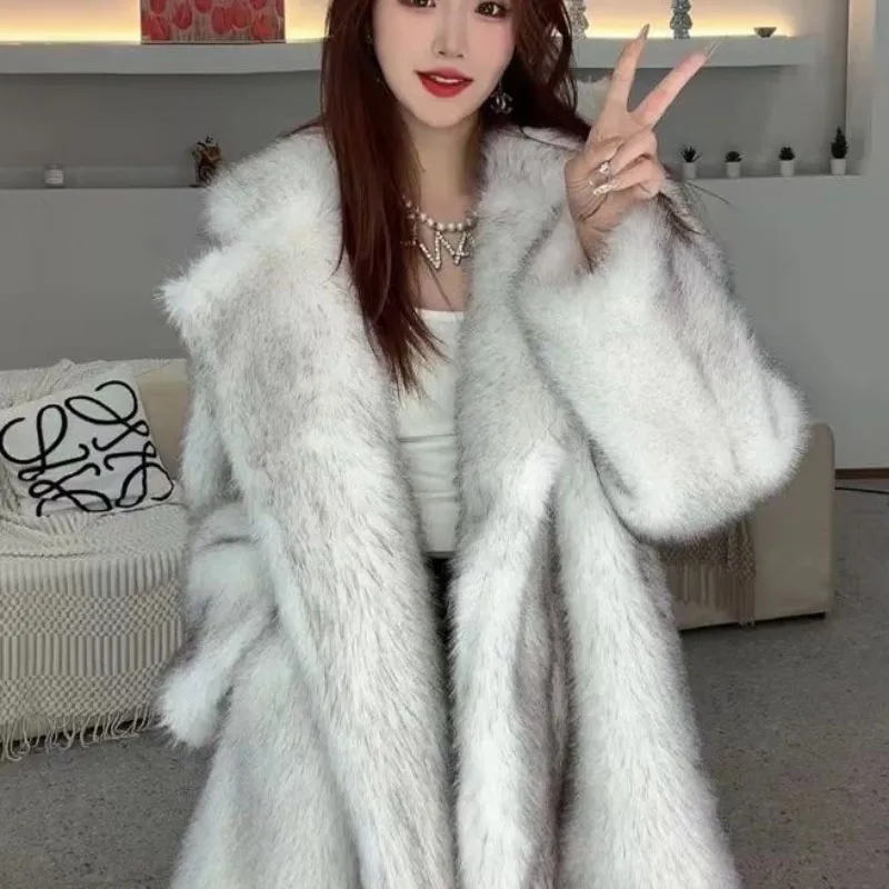 Новинка 2023 осенне-зимняя куртка из искусственного лисьего меха Женское пальто