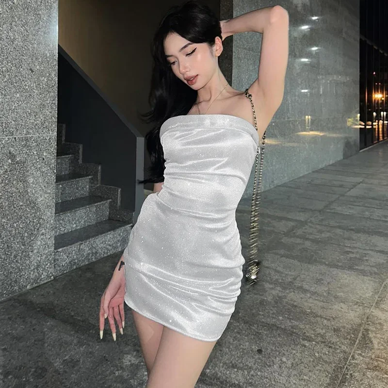 

Осень 2023, новинка, женское однотонное тонкое платье Adogirl без бретелек, с запахом на бедрах, сексуальное Клубное элегантное темпераментное Повседневное платье