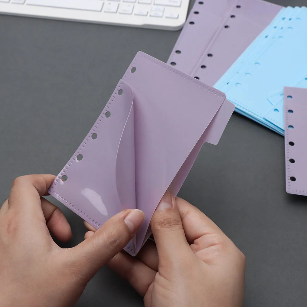 

Папки с карманами A6 A7 для переплета с 6 кольцами, разделитель страниц, водонепроницаемая сумка для документов в форме листа из ПВХ