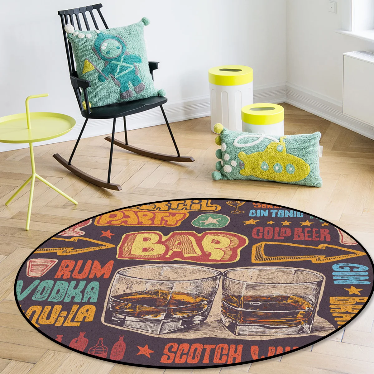 

Винные бокалы пиво Ретро Мультяшные круглые ковры для входа дома современный декоративный ковер для спальни ковер в гостиной