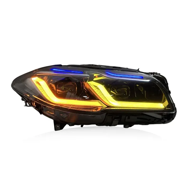 Фото Автомобильные фары SJC Dual DRL G-Style для BMW F10 F11 520i 535i 525i M5 5 серии 2011-2017, модифицированные светодиодные, желто-белые №5