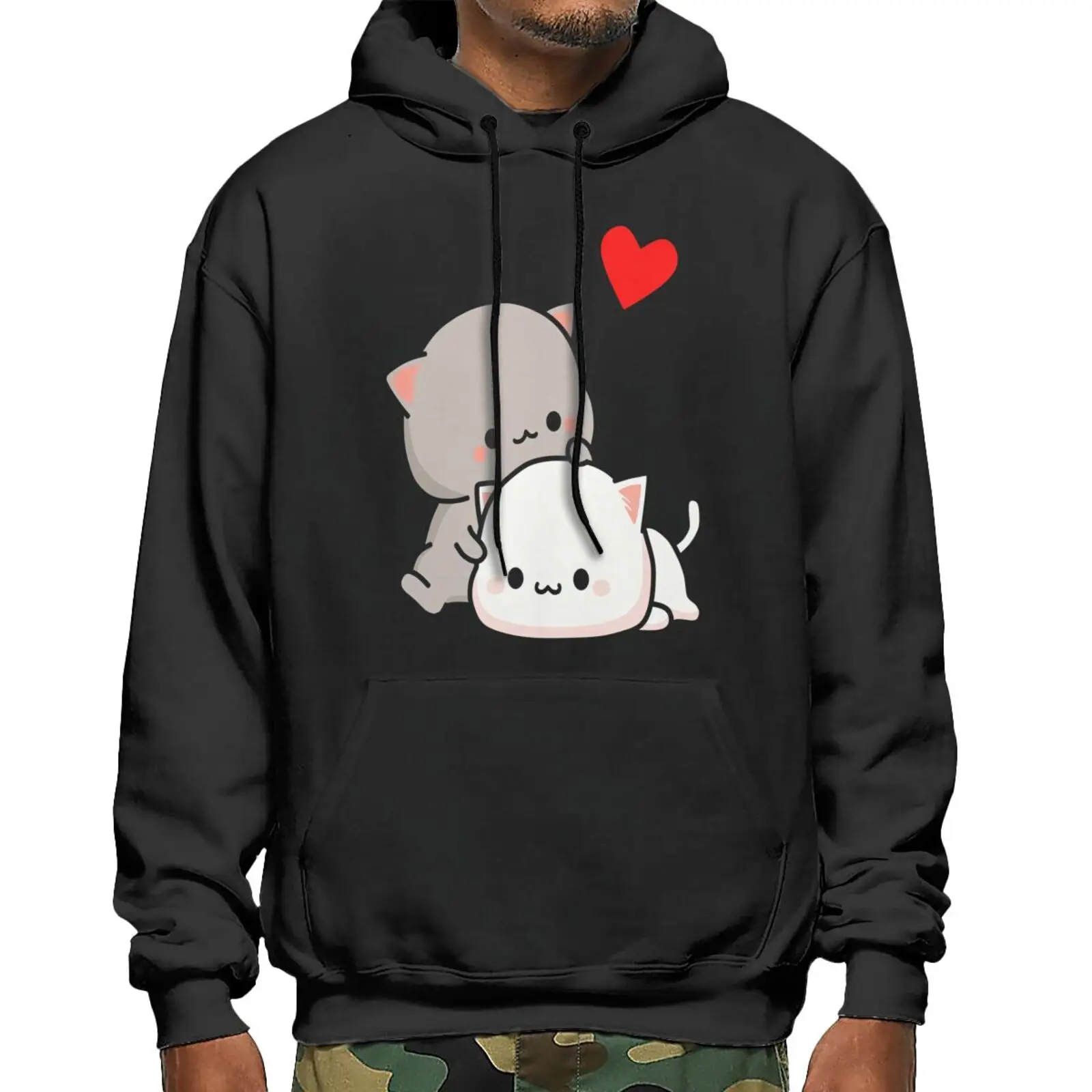 

Peach Cat And Goma Love Never Hoodies Men's Tracksuit Hip Hop Hoodie With Zipper Sweatshirt Woman Female Sweatshirt Zip Hoodie