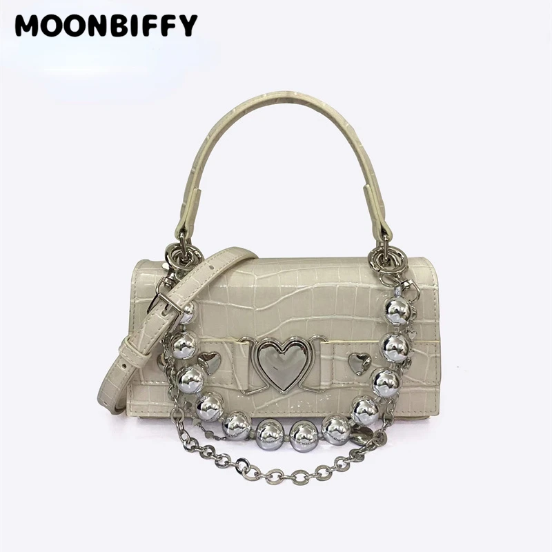 

Single Shoulder Handheld Cross Bag Magnanimous and Versatile Sweet Cool Wind Design Pearl Chain Hand Bags for Women Women Bag