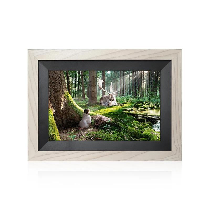 

Private gallery Android Wifi 32 inch Digital Photo picture smart Frame With wooden frame And Weather Station