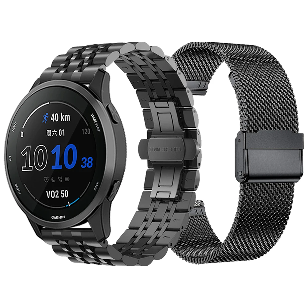 

Для Garmin Forerunner 255 музыка 55 245 645 сетчатый ремешок из нержавеющей стали металлический ремешок Vivoactive 4/CAME 2 Plus Sq ремешок для часов