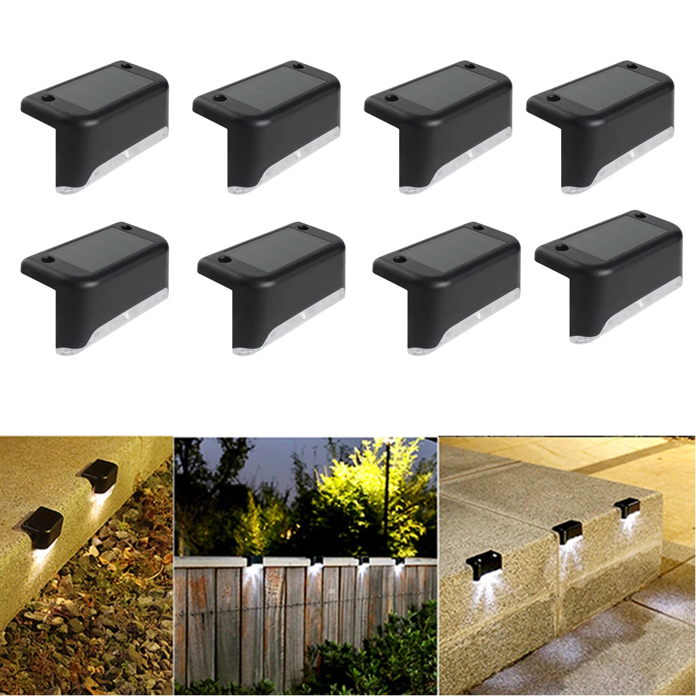 Solar Light Outdoor Stair Wall Step Light LED Street Lights Garden Balcony Decoration Waterproof Stairs Fence Lamp Lighting