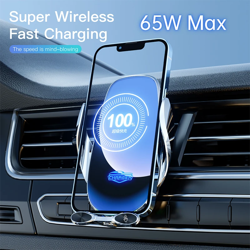 30W Car Wireless Charger Phone Holder For iPhone 14 13 12 11 Pro Max Intelligent Infrared 65W Fast Car Charger Wireless Charging