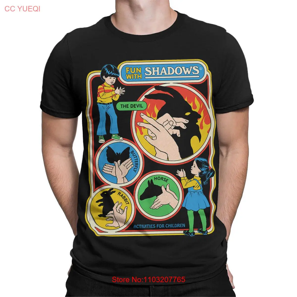 Футболка Fun with Shadows в стиле 70-х годов с темным твистом # SR Т433