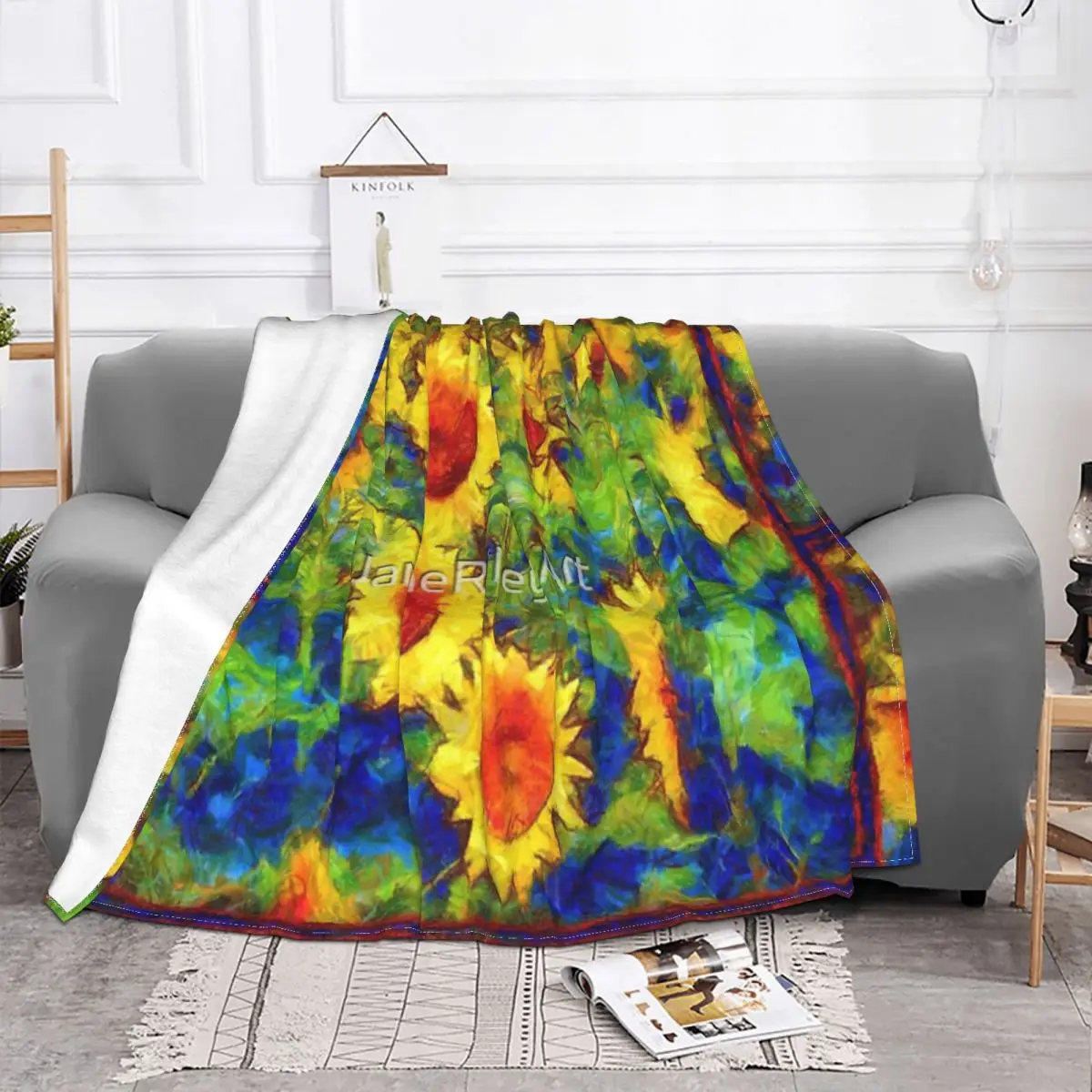 Подсолнухи танцующие в поле-одеяло Girasole покрывало на кровать пляжный диван Чехол