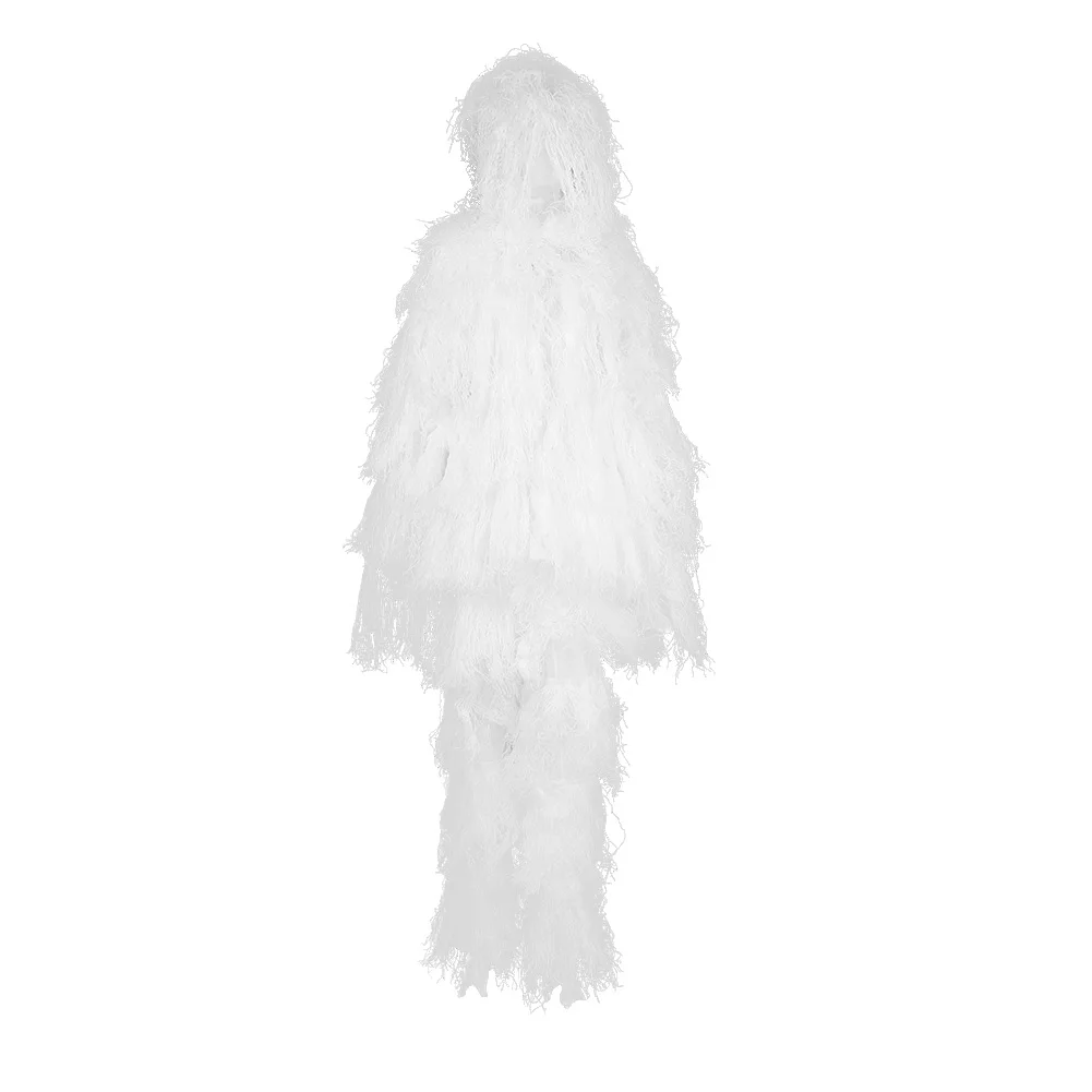 

Зимний охотничий невидимый костюм Ghillie из дышащего волокна, белое пончо для охоты на открытом воздухе, камуфляжная одежда для снайперской и...