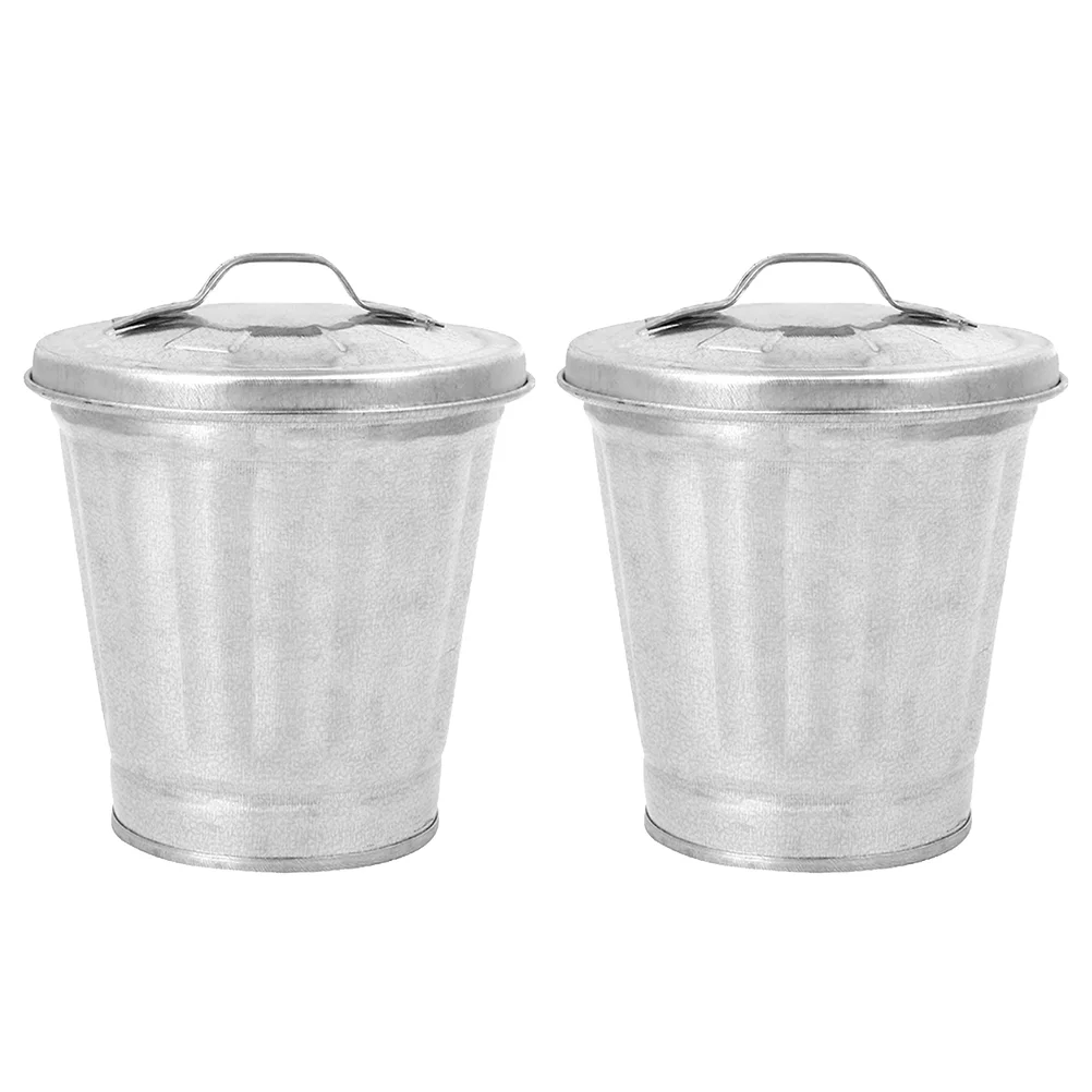 

Can Trash Garbage Mini Waste Metal Bin Pot Flower Rubbish Bins Desktop Planter Holder Countertop Small Wastebasket Containers